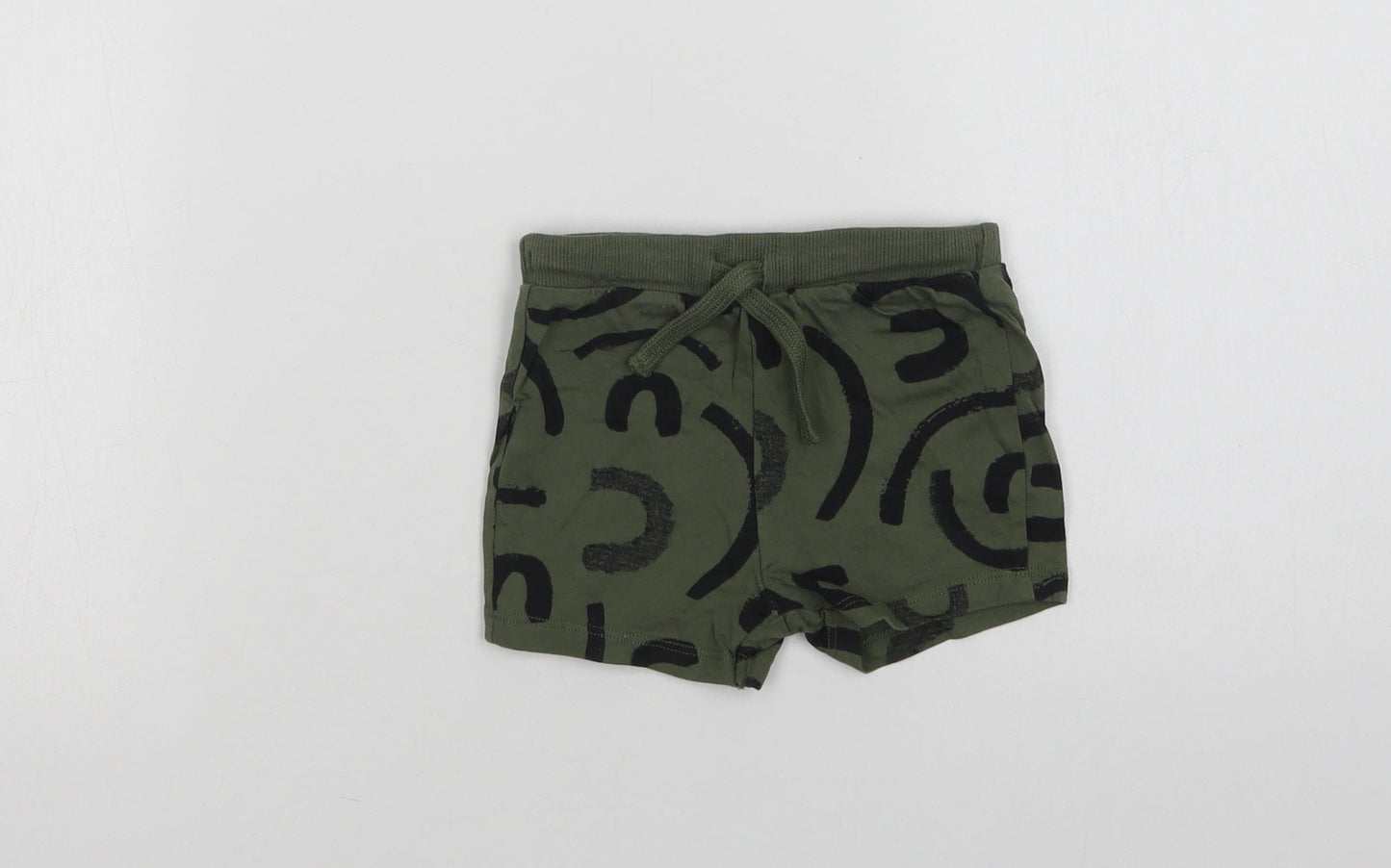 F&F Baby Green Geometric Cotton Jogger Leggings Size 3-6 Months  Drawstring