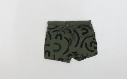 F&F Baby Green Geometric Cotton Jogger Leggings Size 3-6 Months  Drawstring