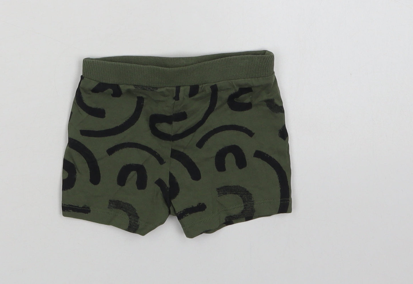 F&F Baby Green Geometric Cotton Jogger Leggings Size 3-6 Months  Drawstring