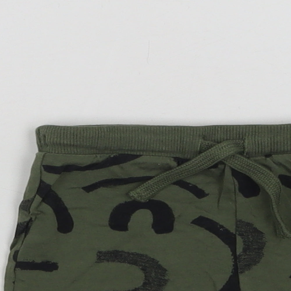 F&F Baby Green Geometric Cotton Jogger Leggings Size 3-6 Months  Drawstring
