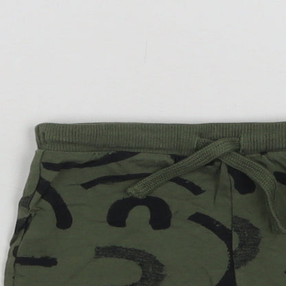 F&F Baby Green Geometric Cotton Jogger Leggings Size 3-6 Months  Drawstring