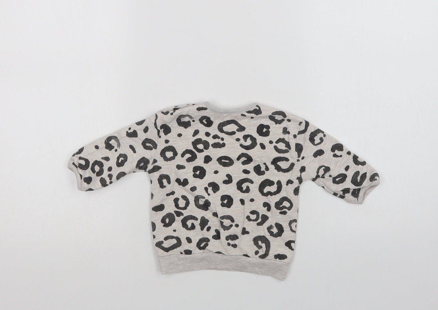 George Baby Grey Animal Print Cotton Pullover Jumper Size 3-6 Months  Snap