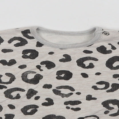 George Baby Grey Animal Print Cotton Pullover Jumper Size 3-6 Months  Snap