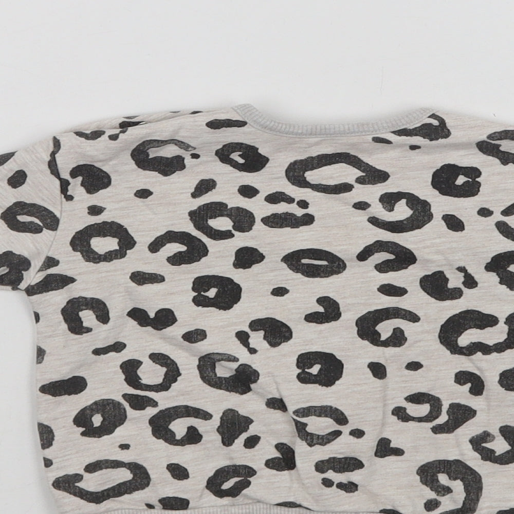 George Baby Grey Animal Print Cotton Pullover Jumper Size 3-6 Months  Snap