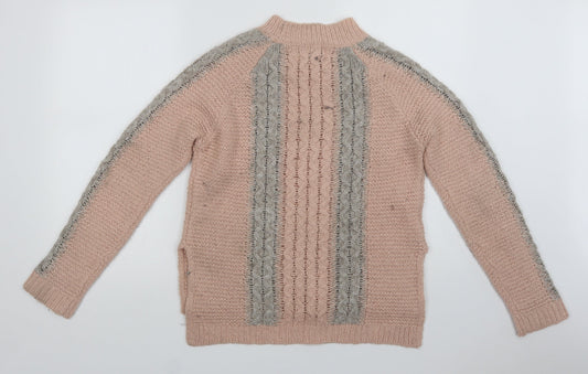 Womens UK Size S Papaya Pink Pullover Jumper