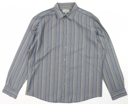 Mens UK Size L Marks and Spencer Blue  Button-Up Long Sleeve Casual Shirt