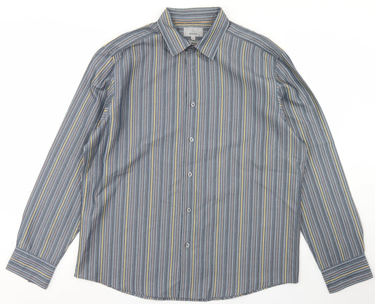 Mens UK Size L Marks and Spencer Blue  Button-Up Long Sleeve Casual Shirt