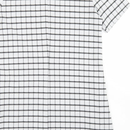 Papaya Womens White Check Polyester Pencil Dress  Size 10  Crew Neck