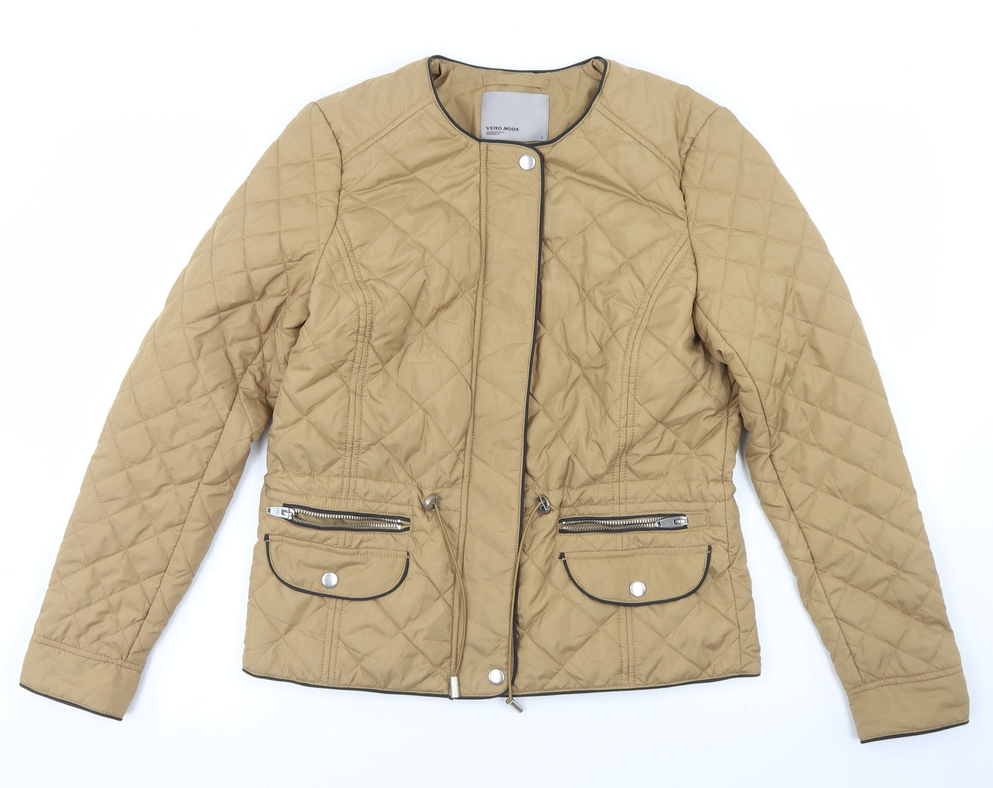 Womens UK Size M VERO MODA Beige Quilted Coat