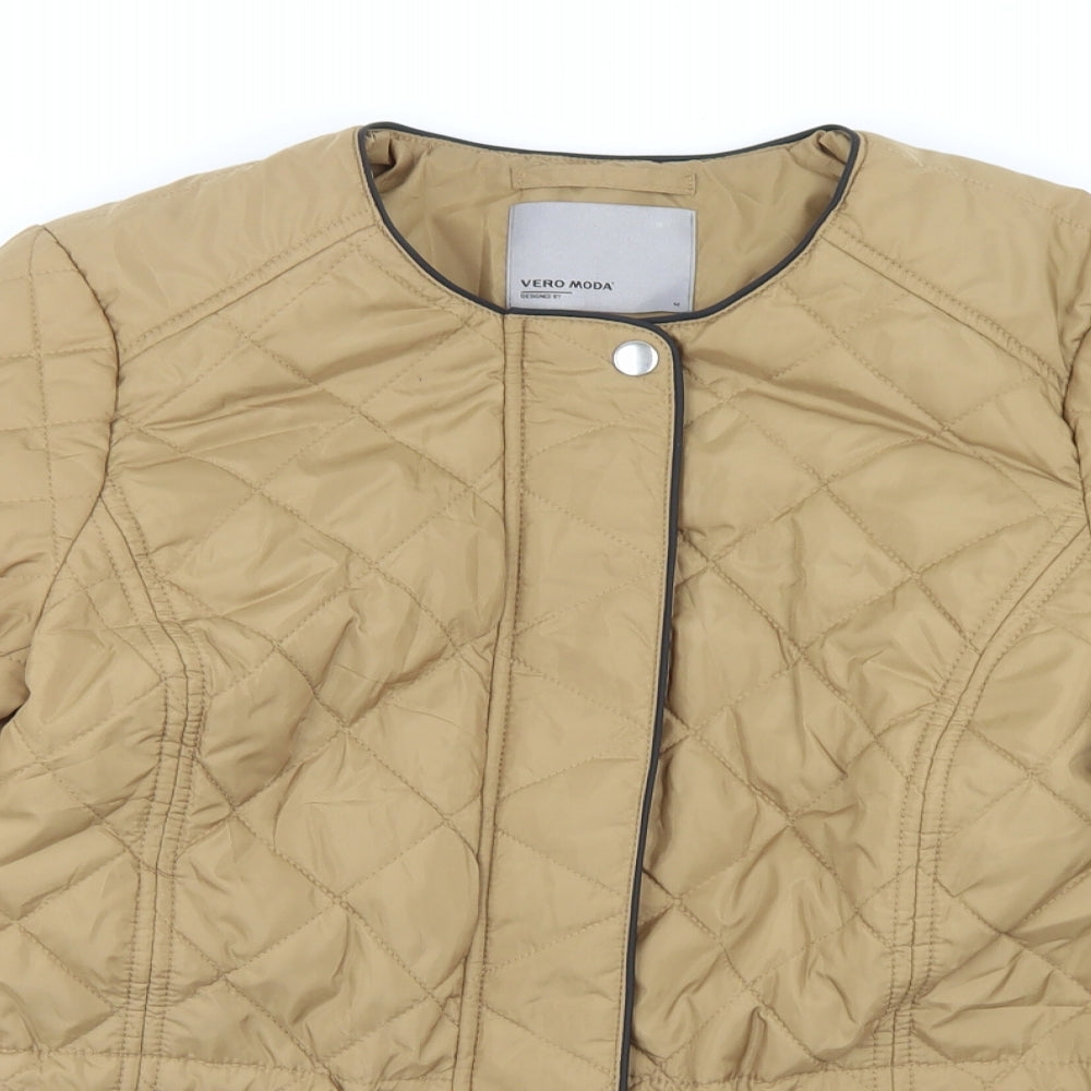 Womens UK Size M VERO MODA Beige Quilted Coat