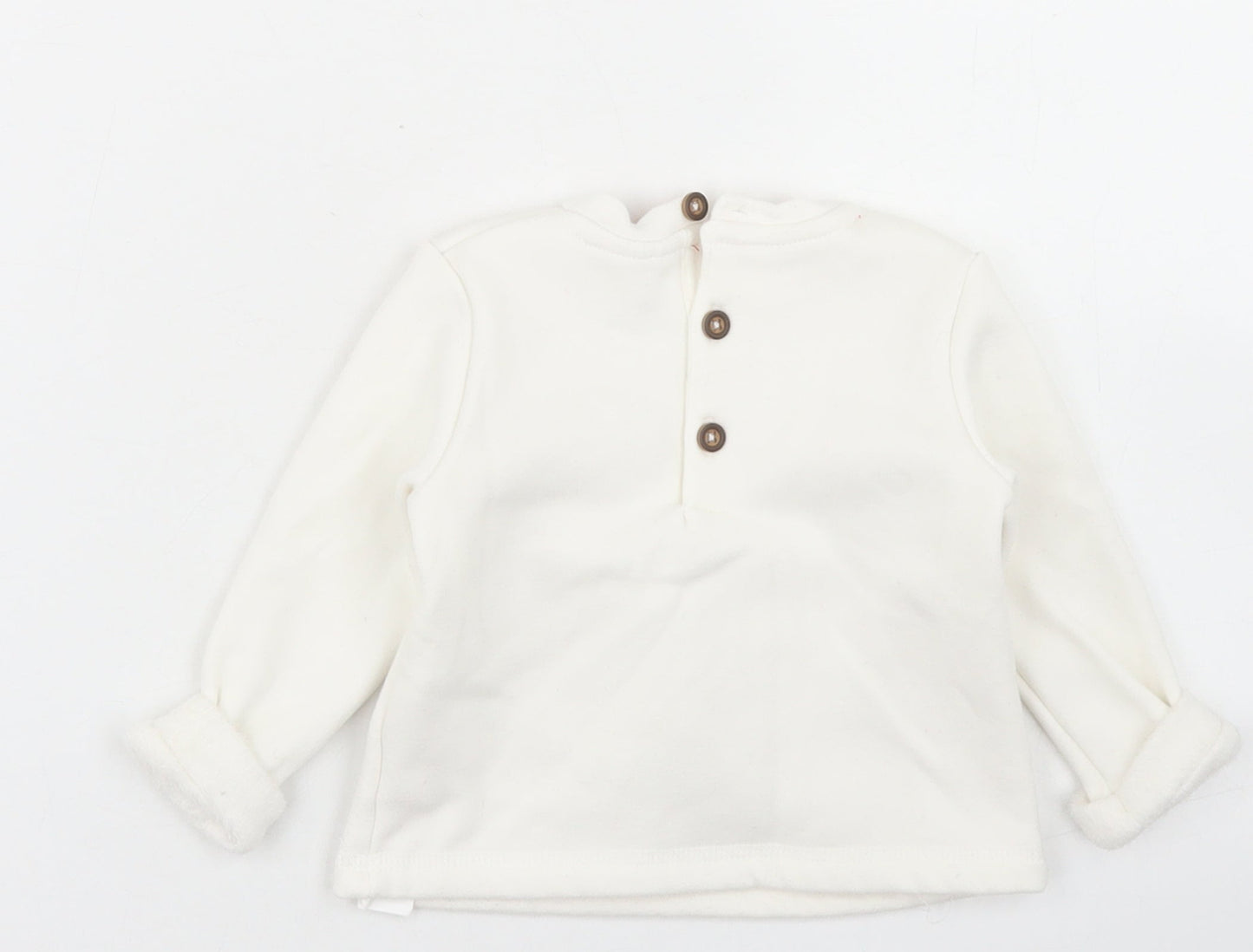 F&F Girls White  Polyester Basic T-Shirt Size 3-6 Months Crew Neck Button - Christmas Reindeer