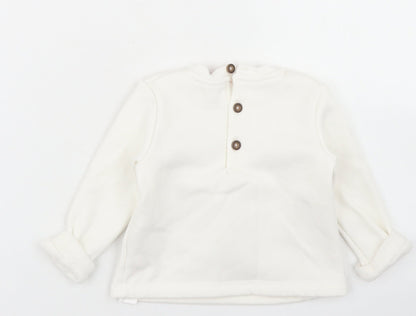 F&F Girls White  Polyester Basic T-Shirt Size 3-6 Months Crew Neck Button - Christmas Reindeer