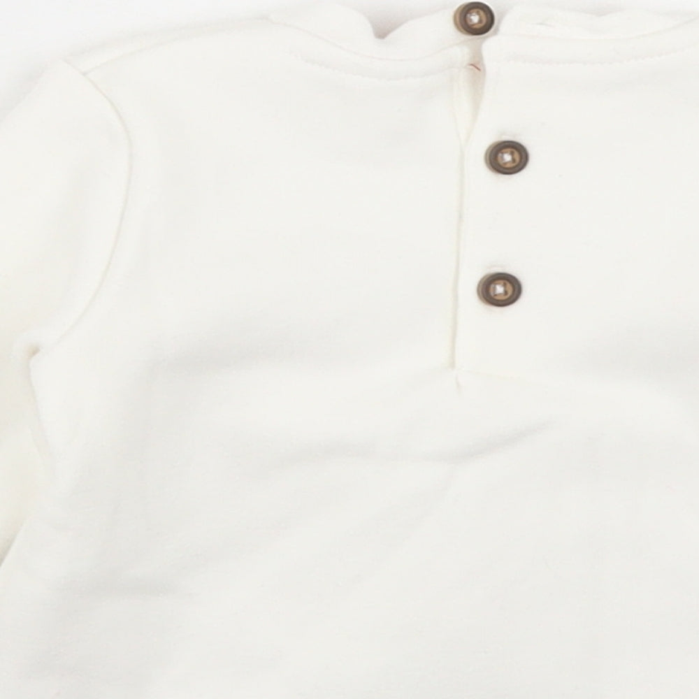 F&F Girls White  Polyester Basic T-Shirt Size 3-6 Months Crew Neck Button - Christmas Reindeer