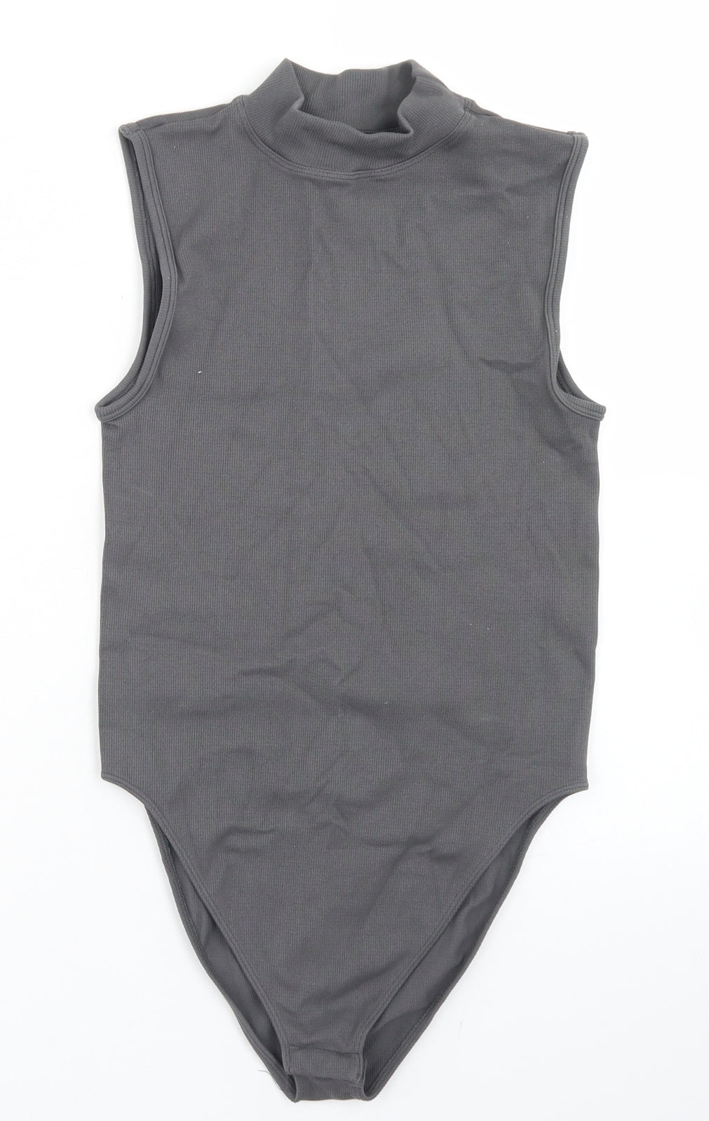 Primark Womens Grey  Nylon Bodysuit One-Piece Size S  Snap