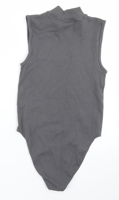 Primark Womens Grey  Nylon Bodysuit One-Piece Size S  Snap