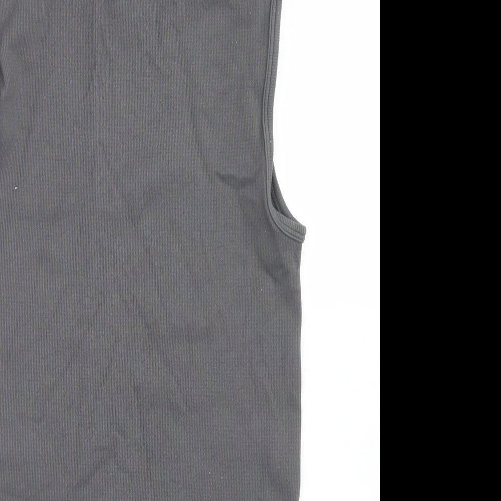Primark Womens Grey  Nylon Bodysuit One-Piece Size S  Snap