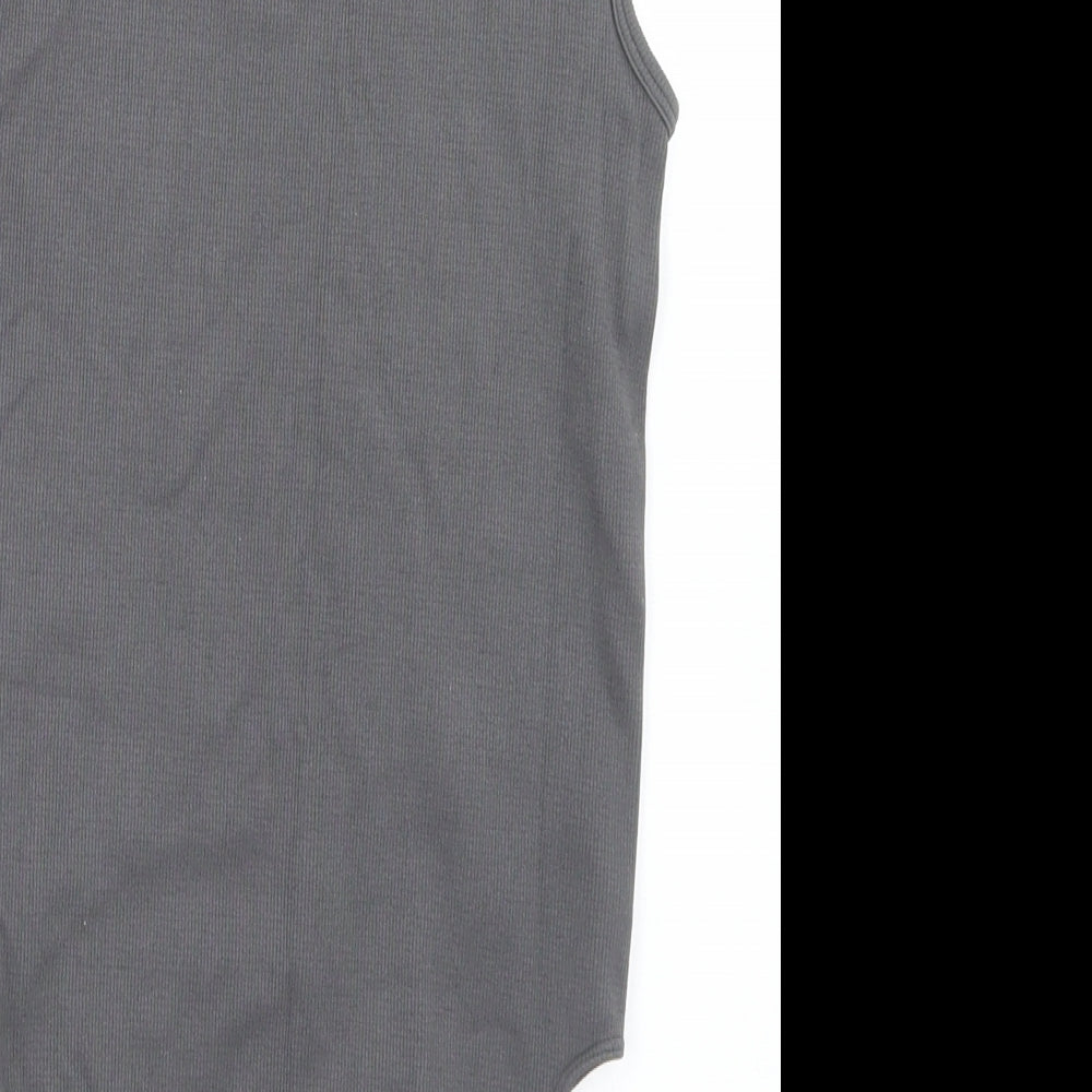 Primark Womens Grey  Nylon Bodysuit One-Piece Size S  Snap