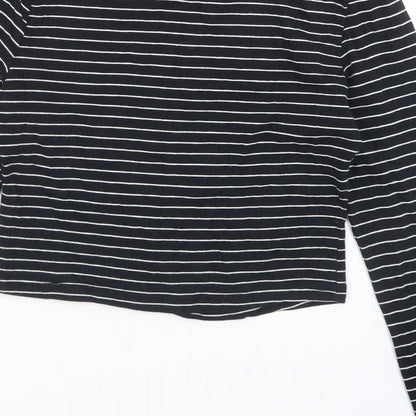 915 Generation Girls Black Striped Cotton Cropped T-Shirt Size 12-13 Years V-Neck