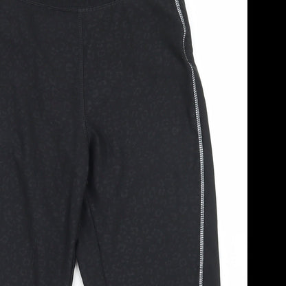 Crivit Womens Black Animal Print Polyester Compression Shorts Size M L16 in Regular