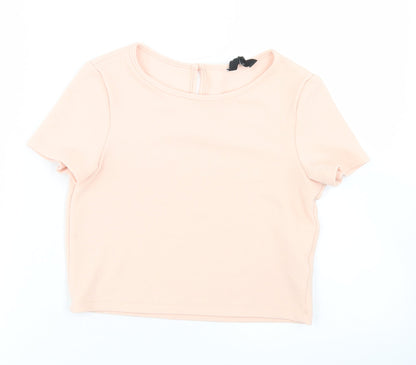 915 Generation Girls Pink  Polyester Cropped Blouse Size 11 Years Round Neck Button