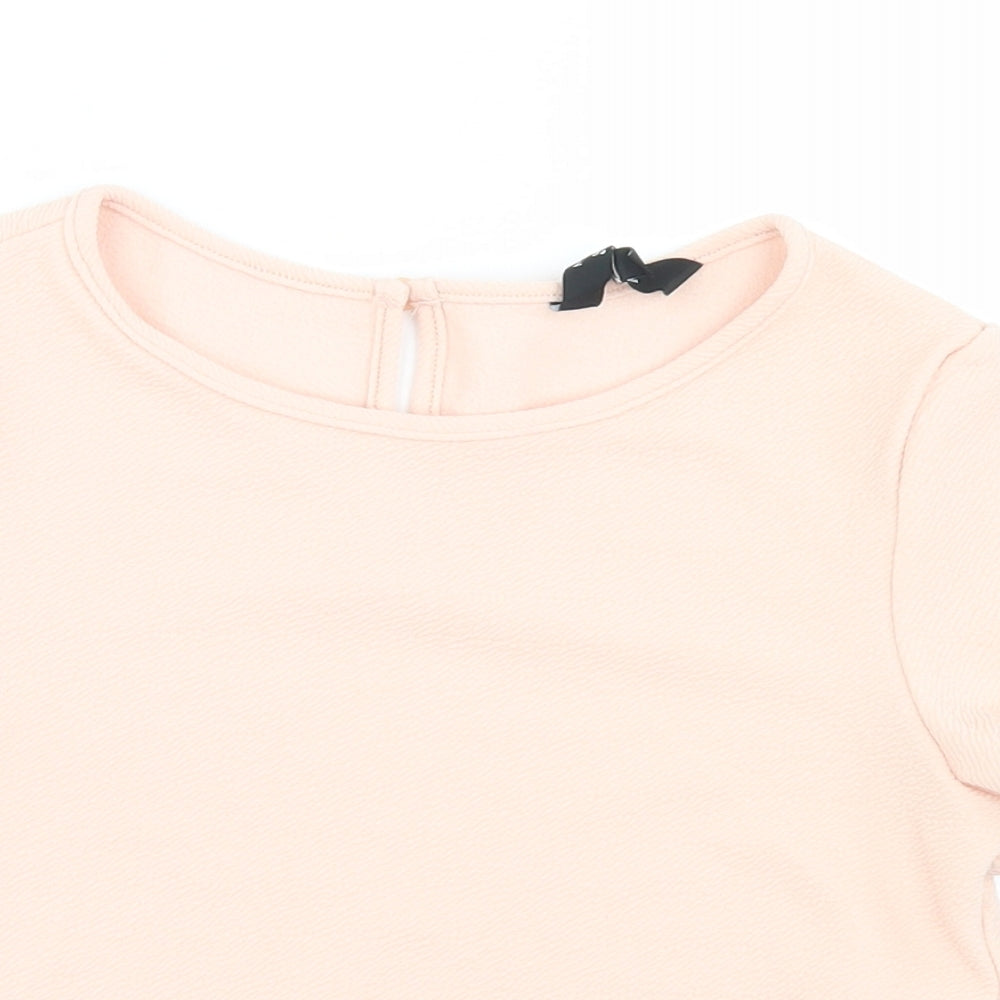 915 Generation Girls Pink  Polyester Cropped Blouse Size 11 Years Round Neck Button