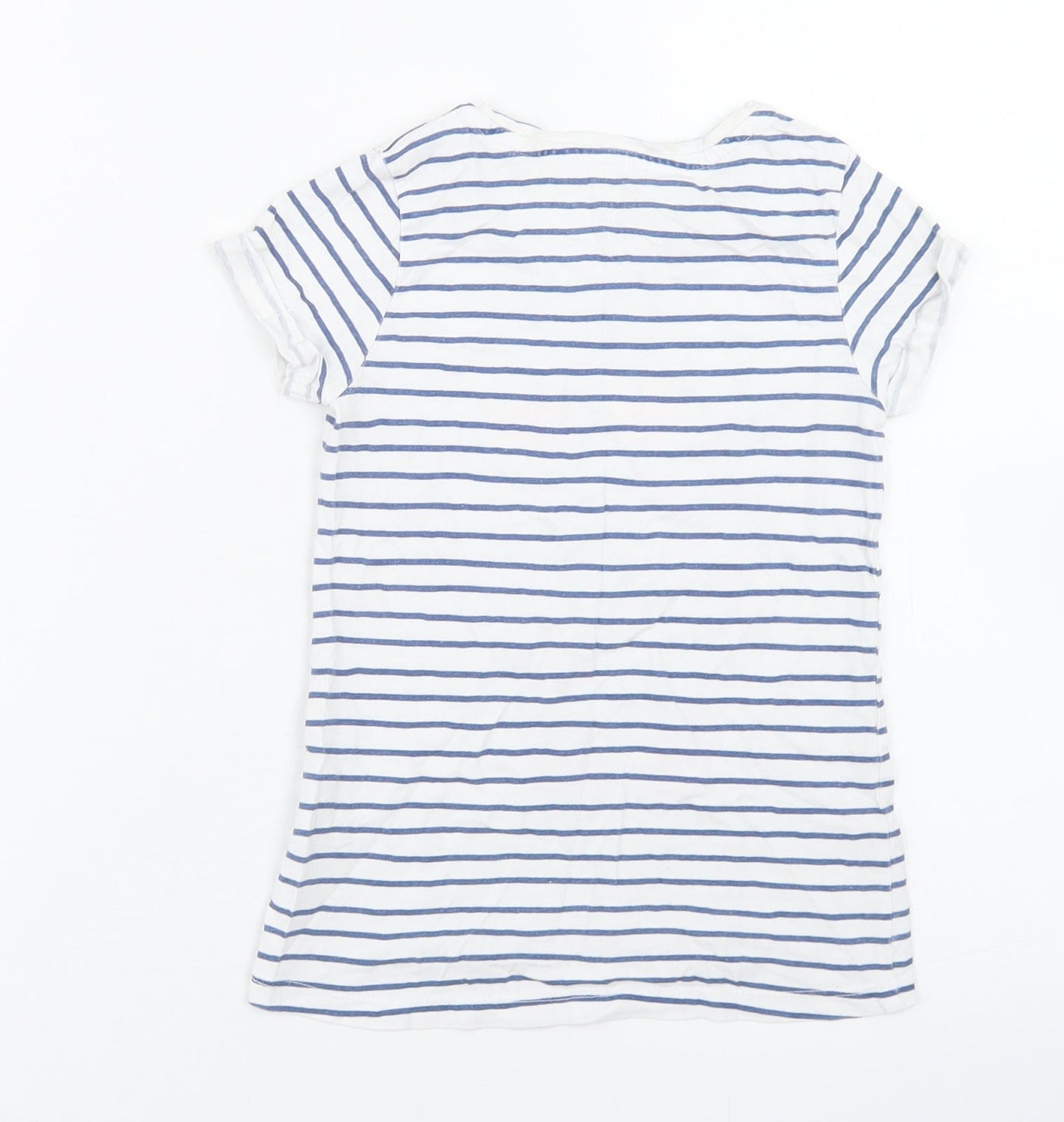Cool Club Girls Blue Striped Cotton Basic T-Shirt Size 5 Years Crew Neck  - Sunglasses