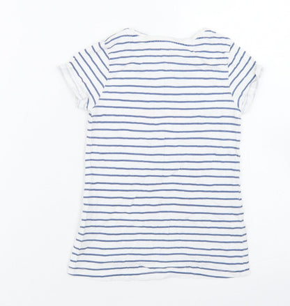 Cool Club Girls Blue Striped Cotton Basic T-Shirt Size 5 Years Crew Neck  - Sunglasses