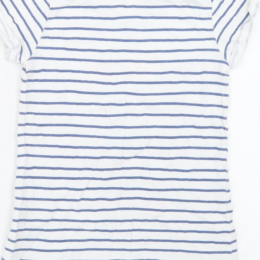 Cool Club Girls Blue Striped Cotton Basic T-Shirt Size 5 Years Crew Neck  - Sunglasses
