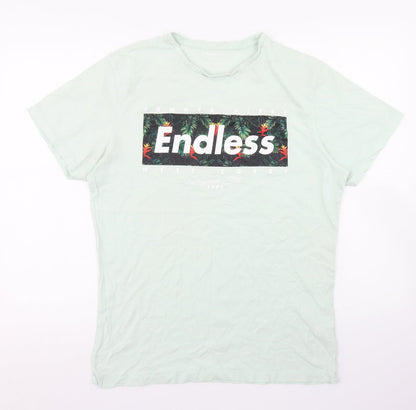 Primark Mens Blue  Cotton  T-Shirt Size L Crew Neck  - Endless