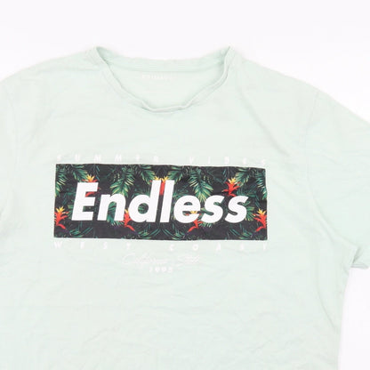 Primark Mens Blue  Cotton  T-Shirt Size L Crew Neck  - Endless