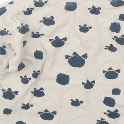 George Boys Beige  Cotton Basic T-Shirt Size 9-12 Months Crew Neck Pullover - Dinosaur Foot Prints