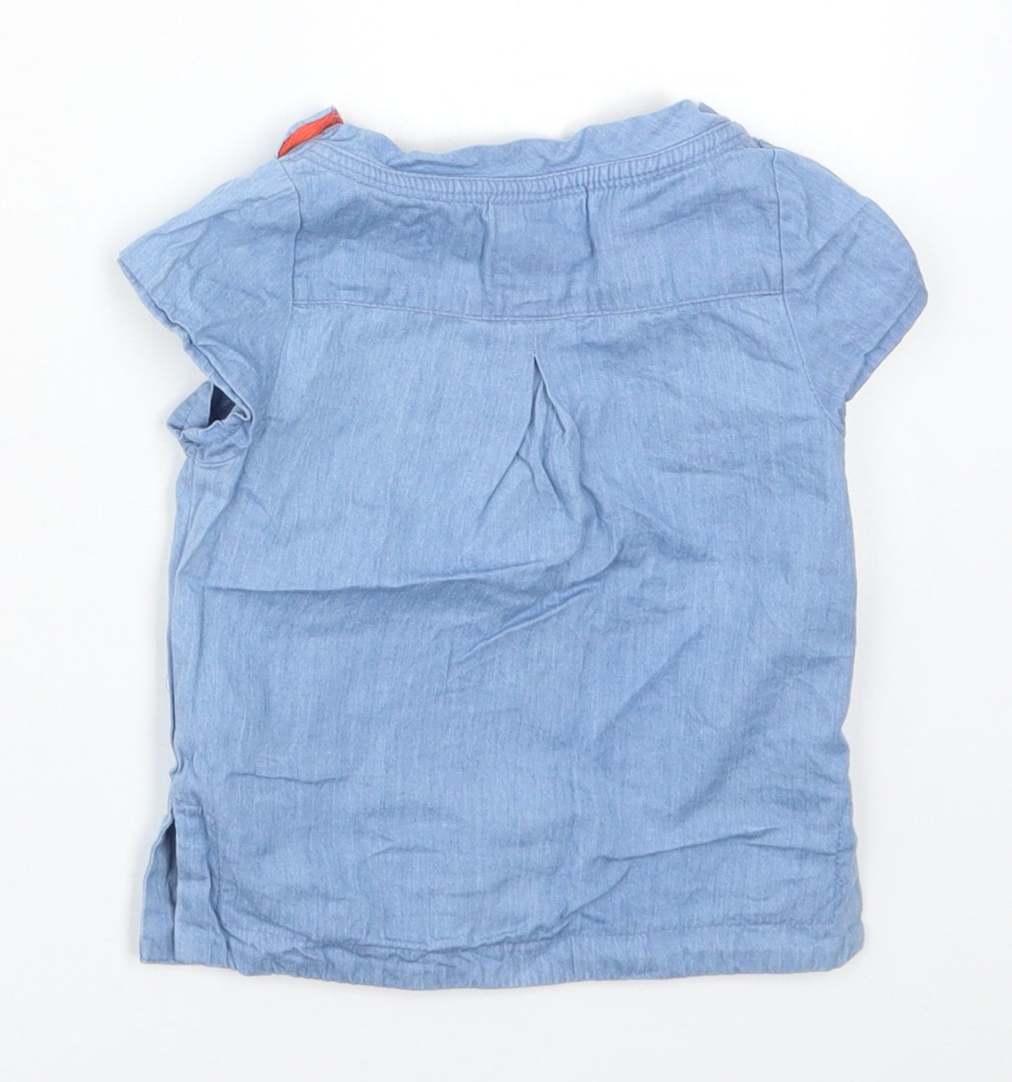 Tootsa Girls Blue  Cotton Basic T-Shirt Size 0-3 Months Crew Neck Pullover - Birds