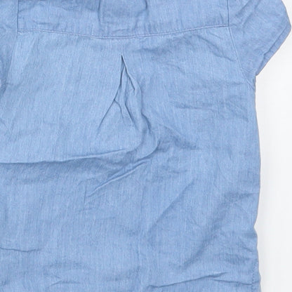 Tootsa Girls Blue  Cotton Basic T-Shirt Size 0-3 Months Crew Neck Pullover - Birds