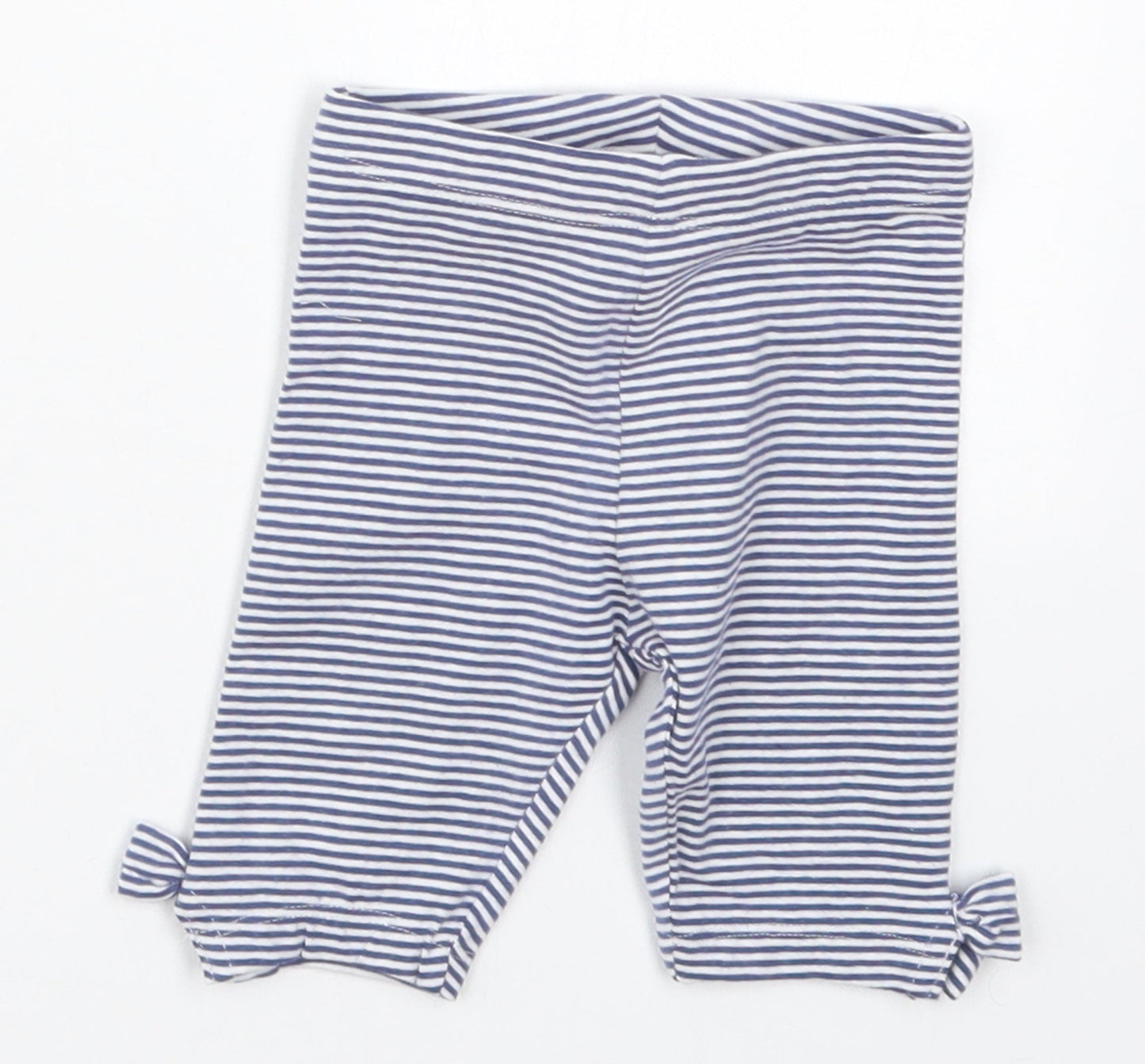 NEXT Girls Blue Striped Cotton Capri Leggings Size 3-6 Months