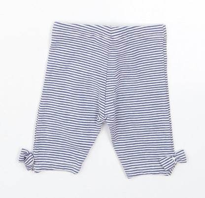 NEXT Girls Blue Striped Cotton Capri Leggings Size 3-6 Months