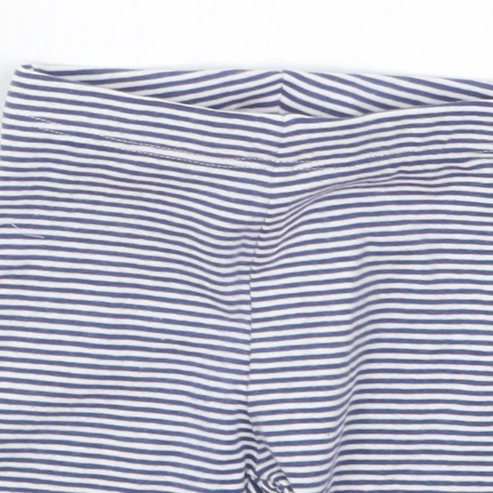 NEXT Girls Blue Striped Cotton Capri Leggings Size 3-6 Months