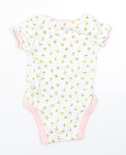 Marks and Spencer Girls Multicoloured Floral Cotton Babygrow One-Piece Size 3-6 Months  Button