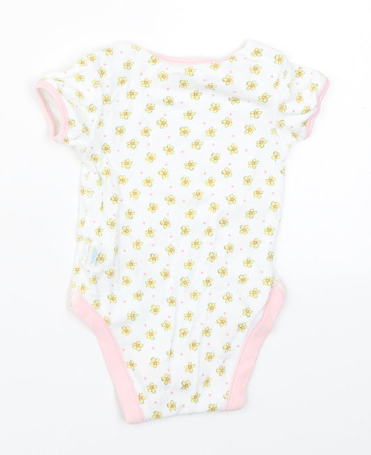 Marks and Spencer Girls Multicoloured Floral Cotton Babygrow One-Piece Size 3-6 Months  Button