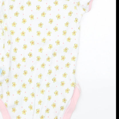 Marks and Spencer Girls Multicoloured Floral Cotton Babygrow One-Piece Size 3-6 Months  Button