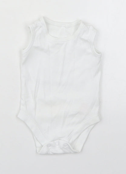 F&F Baby White  Cotton Babygrow One-Piece Size 3-6 Months  Button
