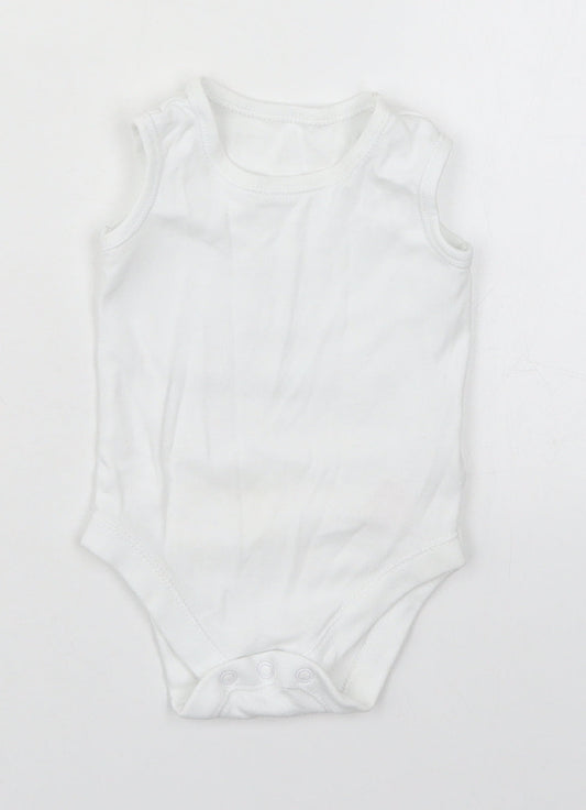 F&F Baby White  Cotton Babygrow One-Piece Size 3-6 Months  Button