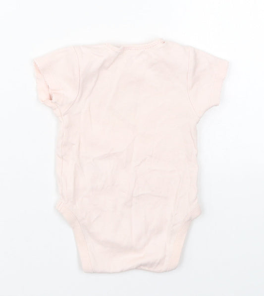 NEXT Girls Pink  Cotton Babygrow One-Piece Size 3-6 Months  Button - Rabbit