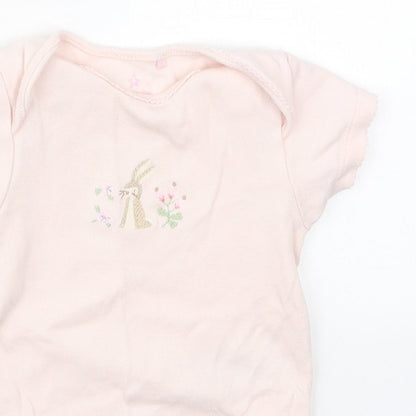 NEXT Girls Pink  Cotton Babygrow One-Piece Size 3-6 Months  Button - Rabbit