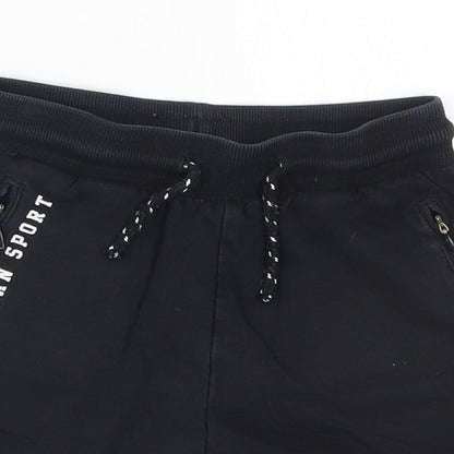 Matalan Boys Black  Cotton Sweat Shorts Size 6 Years  Regular Drawstring - Urban Sport