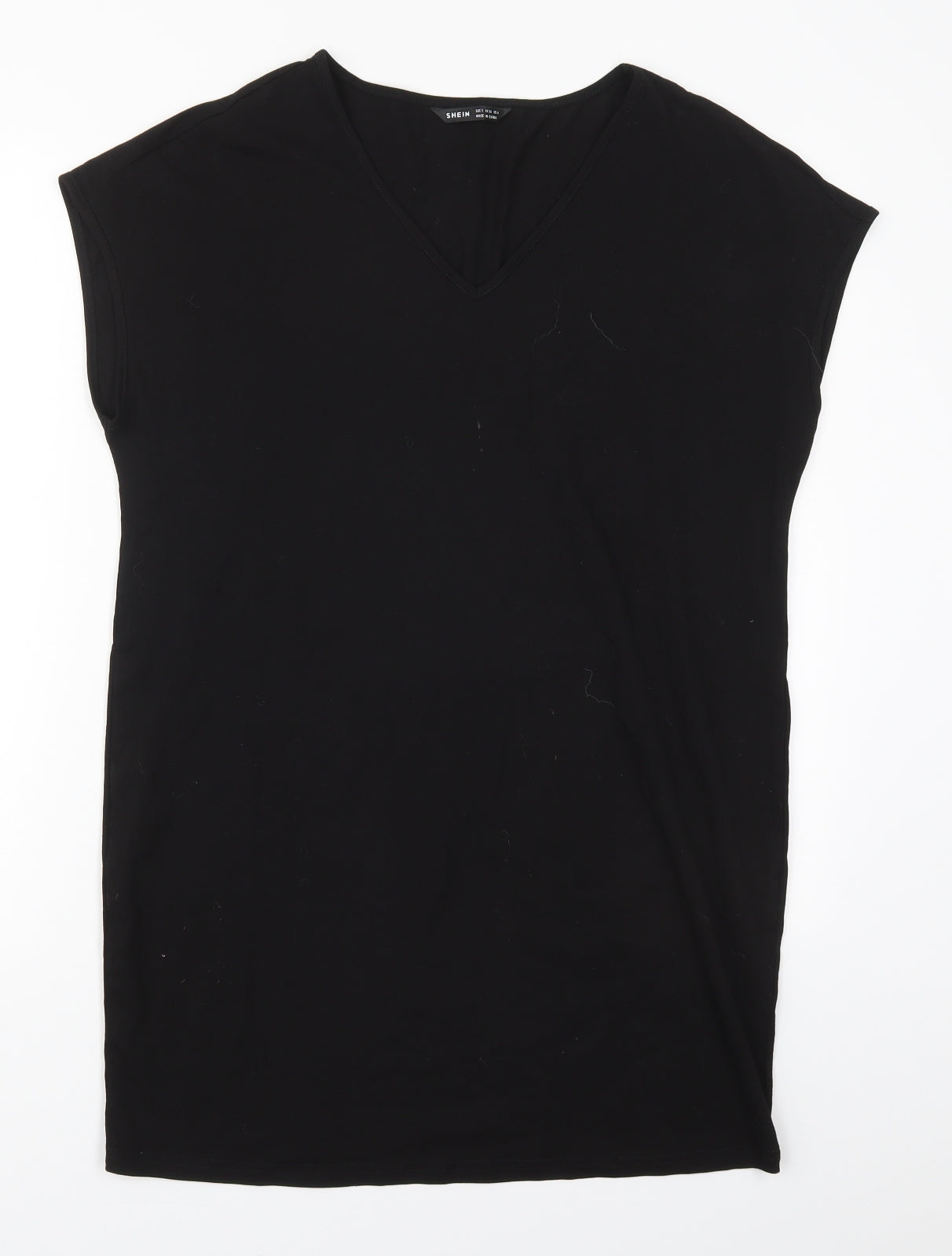 SheIn Womens Black  Cotton T-Shirt Dress  Size S  V-Neck Pullover