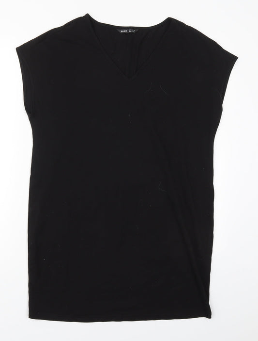 SheIn Womens Black  Cotton T-Shirt Dress  Size S  V-Neck Pullover