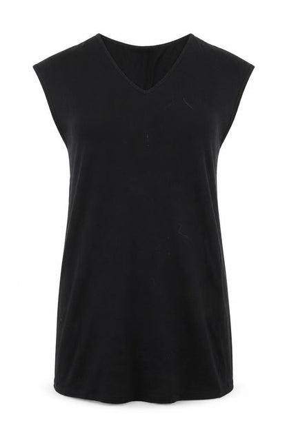 Front view of SHEIN women’s black cotton t-shirt dress, size S, v-neck pullover
