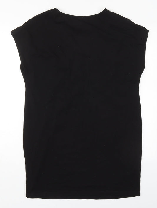 SheIn Womens Black  Cotton T-Shirt Dress  Size S  V-Neck Pullover