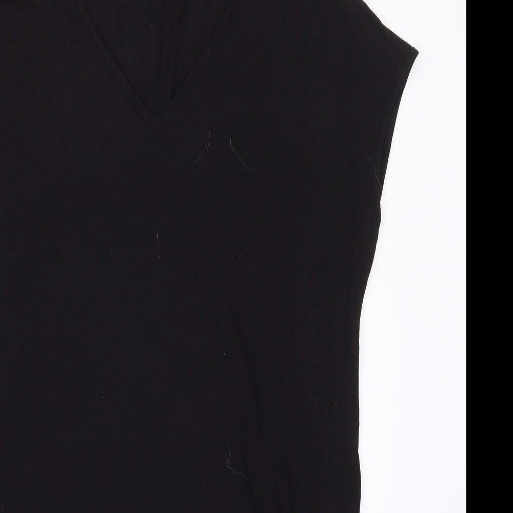 SheIn Womens Black  Cotton T-Shirt Dress  Size S  V-Neck Pullover