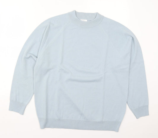 Classics Womens Blue Round Neck  Acrylic Pullover Jumper Size 16